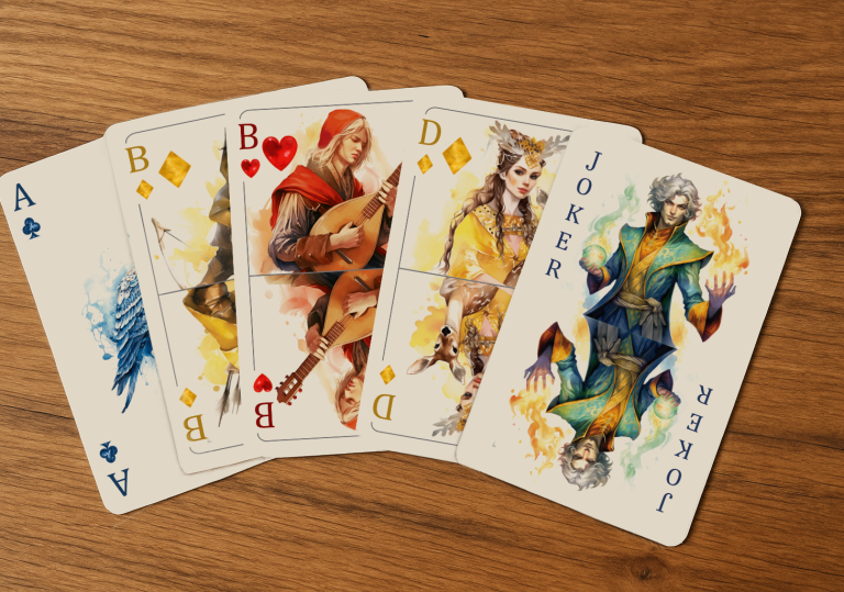 die vier Unter der Fantasie-Spielkarte "Unter" der vier Farben